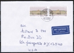 Bund 1288 als portoger. MeF mit 2x 80 Pf Museum Koenig - EZM aus Block 20 - auf Luftpost-Brief 5-10g von 1986-1989 in die USA/Code