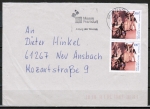 Bund 1895 als portoger. MeF mit 2x 110 Pf Franz Schubert auf Inlands-Kompakt-Brief 20-50g von 1997, codiert, 1 Marke nicht vom Stempel getroffen