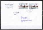 Bund 1598 als portoger. MeF mit 2x 60 Pf Kiel auf Auslands-Drucksache 20-50g von 1992 in die USA, rs. Code, B6-Format