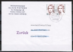 Bund 1305 als portoger. MeF mit 2x 80 Pf Clara Schumann auf Brief-Anschriftenprüfung von 1993-1997, codiert, mit Prüfblatt !