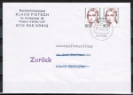 Bund 1305 als portoger. MeF mit 2x 80 Pf Clara Schumann auf Brief-Anschriftenprfung von 1993-1997, codiert, mit Prfblatt !