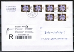 Bund 2485 als portoger. MeF mit 6x 40 Cent Blumen aus Rolle auf Einwurf-Einschreibe-Brief bis 20g von 2014, codiert