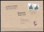 Bund 1532 als portoger. MeF mit 2x 60 Pf SWK geschnitten aus Skl.-MH auf Auslands-Drucksache 20-50g von 1991 n. Paraguay, AnkStpl.