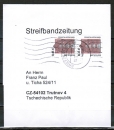 Bund 2299 als portoger. MeF mit 2x 0,45  SWK aus Rolle, Sicherheitsfarbe ganzflchig, auf Europa-Streifbandzeitung bis 50g von 2003-2004 n. Tschechien