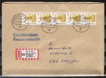 Bund 1380 als portoger. MeF mit 5x 90 Pf SWK aus Rolle auf Inlands-Einschreibe-Brief über 100g von 1988/1989