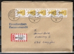 Bund 1380 als portoger. MeF mit 5x 90 Pf SWK aus Rolle auf Inlands-Einschreibe-Brief ber 100g von 1988/1989