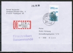 Bund 1381 als portoger. EF mit 280 Pf SWK aus Bogen mit Oberrand auf Einschreibe-Brief bis 20g von 1988/1989 n. sterreich, AnkStpl.