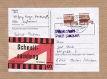Bund 1348 als portoger. MeF mit 2x 300 Pf SWK aus Rolle auf Inlands-Schnell-Pckchen-Adresse von 1988