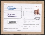 Bund 1348 als portoger. EF mit 300 Pf SWK aus Bogen mit Oberrand auf Päckchen-Adresse 500-2000g von 1988 in die DDR