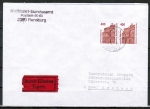 Bund 1562 als portoger. MeF mit 2x 400 Pf SWK als Bogen-Paar auf Inl.-Eilbrief bis 20g von 1993-1994, AnkStpl.