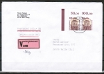 Bund 1679 als portoger. MeF mit 2x 500 Pf SWK aus Bogen mit Ober-/Eckrand-Paar auf Inl.-Wertbrief über 50g von 1993-1994, B6-Format