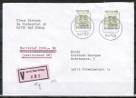 Bund 1691 als portoger. MeF mit 2x 700 Pf SWK aus Rolle auf Inl.-Wertbrief 2000,- DM 20-50g von 1994-1997