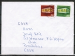Bund 584 als portoger. MiF mit 20 + 30 Pf Europa 1969 auf Auslands-Brief bis 20g von 1969 in die CSSR