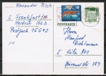Bund 629 als portoger. MiF mit 5 Pf THW als Zusatz auf Inlands-Postkarte von 1971-1972
