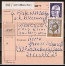 Bund 739 als portoger. MiF mit 40 Pf Postmuseum + 2,- DM Heinemann vs. auf Inlands-Paketkarte von 1972-1974