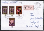 Bund 923-925 als portoger. MiF mit 30 + 70 + 2x 90 Pf EZM aus Jugendstil-Block 14 auf Inlands-Wertbrief 20-50g von 1977, AnkStpl.