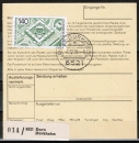 Bund 921 als portoger. MiF mit 140 Pf Strassburg + Zusatz auf Inlands-Paketkarte von 1977-1982