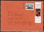 Bund 924 als portoger. MiF mit 70 Pf EZM aus Jugendstil-Block 14 + 10 Pf Zusatz auf Inlands-Brief 20-50g von 1977-1978