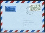 Bund 921 als portoger. EF mit 140 Pf Strassburg auf Luftpost-Brief bis 5g von 1982-1989 in die USA, rs. Code