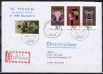 Bund 923-925 als portoger. MiF mit Zusammendruck 30+70+90 Pf aus Jugendstil-Block 14 + 30 Pf SM Berlin auf Inlands-Einschreibe-Brief 20-50g von 1977