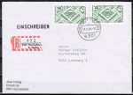 Bund 921 als portoger. MeF mit 2x 140 Pf Strassburg auf Inlands-Einschreibe-Brief bis 20g von 1982-1989