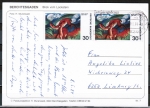Bund 798 als portoger. MeF mit 2x 30 Pf Franz Marc auf Inlands-Postkarte von 1984
