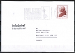 Bund 806 als portoger. EF mit 90 Pf Immanuel Kant auf Übersee-Land-Infobrief bis 20g von 1997-2002 nach Kanada, codiert