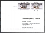 Bund 929 als portoger. MeF mit 2x 30 Pf Jugend 1977 auf Sammel-Anschriftenprüfungs-Postkarte von 2000/2002, codiert