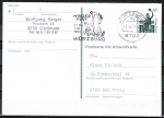 Bund 1341 als Antwort-Ganzsachen-Postkarte P 143 I mit eingedruckten Marken 60+60 Pf SWK - portoger. von 1989-1993 hin- und hergelaufen