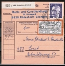 Bund 747 als portoger. MiF mit 40 Pf Heidelberg + 2,- DM Heinemann auf Inlands-Paketkarte von 1972