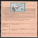 Bund 746 als portoger. MiF mit 30 Pf Helgoland + 3x 1,- DM Heinemann rs. auf Inlands-Paketkarte von 1973