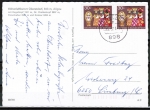 Bund 749 als portoger. MeF mit 2x 30 Pf Weihnacht 1972 auf Inlands-Postkarte von 1983