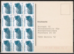 Bund 1448 als portoger. MeF mit 12x 5 Pf SWK aus Rolle auf Inlands-Drucksache-Postkarte von 1990, codiert