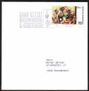 Bund 822 als portoger. EF mit 70 Pf Max Beckmann auf Nichtstandard-Inlands-Infopost bis 20g von 1997-2002, 14x14 cm