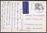 Bund 830 als portoger. EF mit 70 Pf Albert Schweitzer auf Luftpost-Postkarte von 1976 nach Kanada