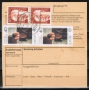 Bund 840 als portoger. MiF mit 2x 40 Pf Europa 1975 + Zusatzfrankatur auf Inlands-Paketkarte von 1975