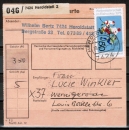 Bund 835 als portoger. MiF mit 50 Pf Eishockey-WM + Zusatz auf Inlands-Paketkarte von 1975-1978