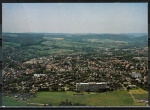AK Erbach, Luftaufnahme mit dem Kreiskrankenhaus im Vordergrund, ca. 1980, gelaufen 1991