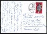 Bund 764 - 10 Pf überfrank. EF mit 40 Pf Philatelistenkongress aus Bogen auf Inlands-Postkarte mit IBRA-SST von 1973