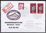 Bund 764 als portoger. MiF mit 2x 40 Pf Phila-Kongress aus Bogen + 90 Pf Heinemann auf Inlands-Einschreibe-Brief bis 20g mit SST von 1973