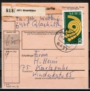 Bund 768 als portoger. MiF mit 30 Pf Europa 1973 + 3x 2,- DM Heinemann auf Inlands-Paketkarte von 1973