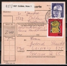 Bund 770 als portoger. MiF mit 40 Pf R. v. Gandersheim + 2,- DM Heinemann auf Inlands-Paketkarte von 1973