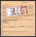 Bund 865 als portoger. MiF mit 50 Pf Matthias Erzberger auf Inlands-Paketkarte von 1975 mit Heinemann-Zusatzfrankatur