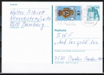 Bund 866 als portoger. MiF mit 10 Pf Tag der Briefmarke 1975 als Zusatz auf 40 Pf B+S Ganzsachen-Postkarte von 1979