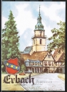 AK Erbach, Marktplatz mit Rathaus und Kirche, Knstlerkarte, um 1960
