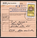 Bund 948 als portoger. MiF mit 10 Pf Tag der Marke 1977 + Zusatz I+T auf Inlands-Paketkarte von 1977-1978