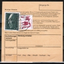 Bund 876 als portoger. MiF mit 50 Pf Adenauer + Zusatz auf Inlands-Paketkarte von 1976