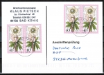 Bund 874 als portoger. MeF mit 4x 40 Pf Weihnachten 1975 auf Einzel-Anschriftenprfungs-Postkarte von 1997-2002, codiert