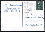 Bund 876 als portoger. EF mit 50 Pf Adenauer auf Inlands-Postkarte von 1979-1982