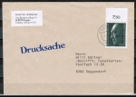 Bund 876 als portoger. EF mit 50 Pf Adenauer auf Inlands-Drucksache bis 20g von 1982-1989